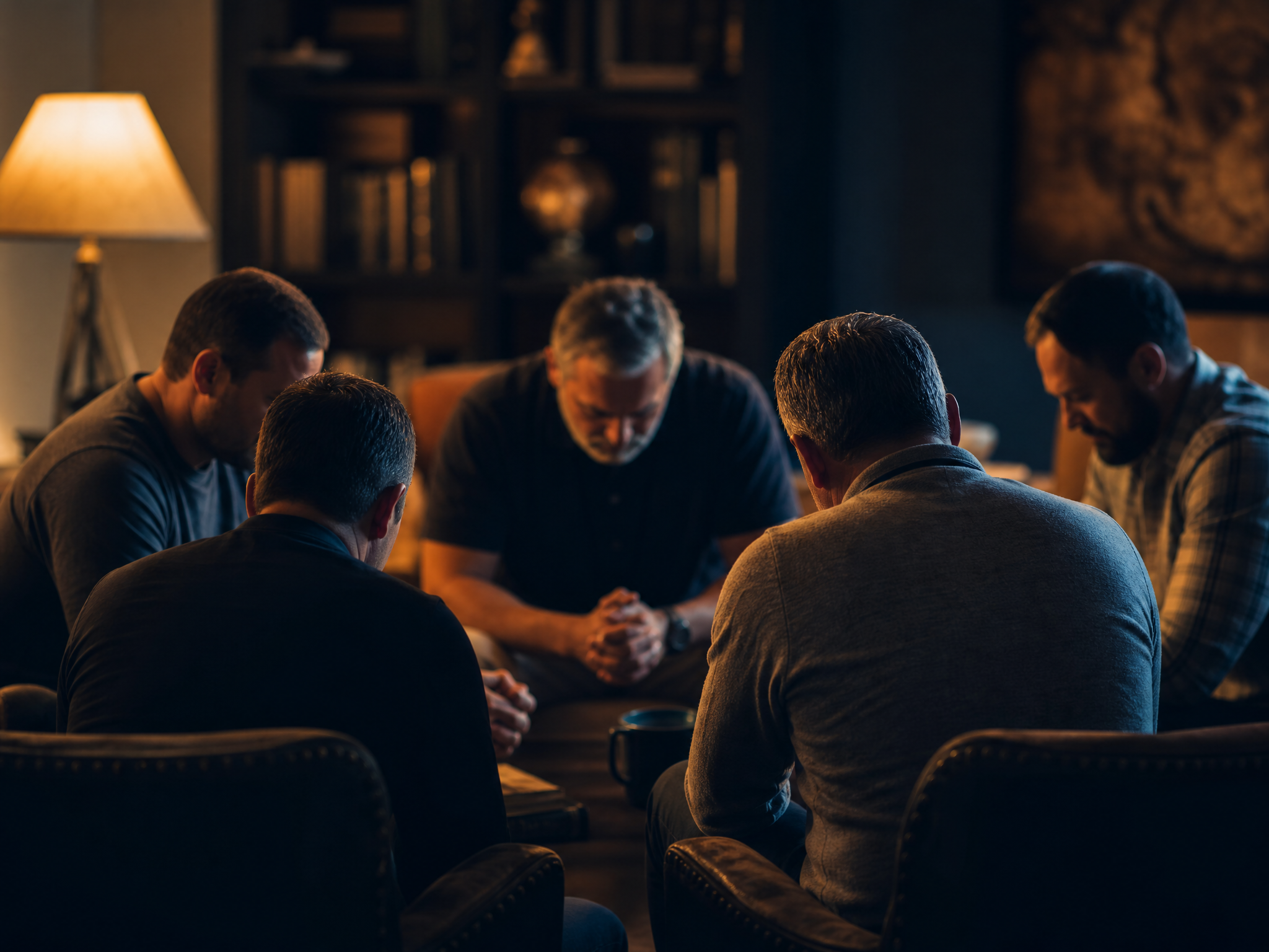 A small group of men in an honest, confidential conversation